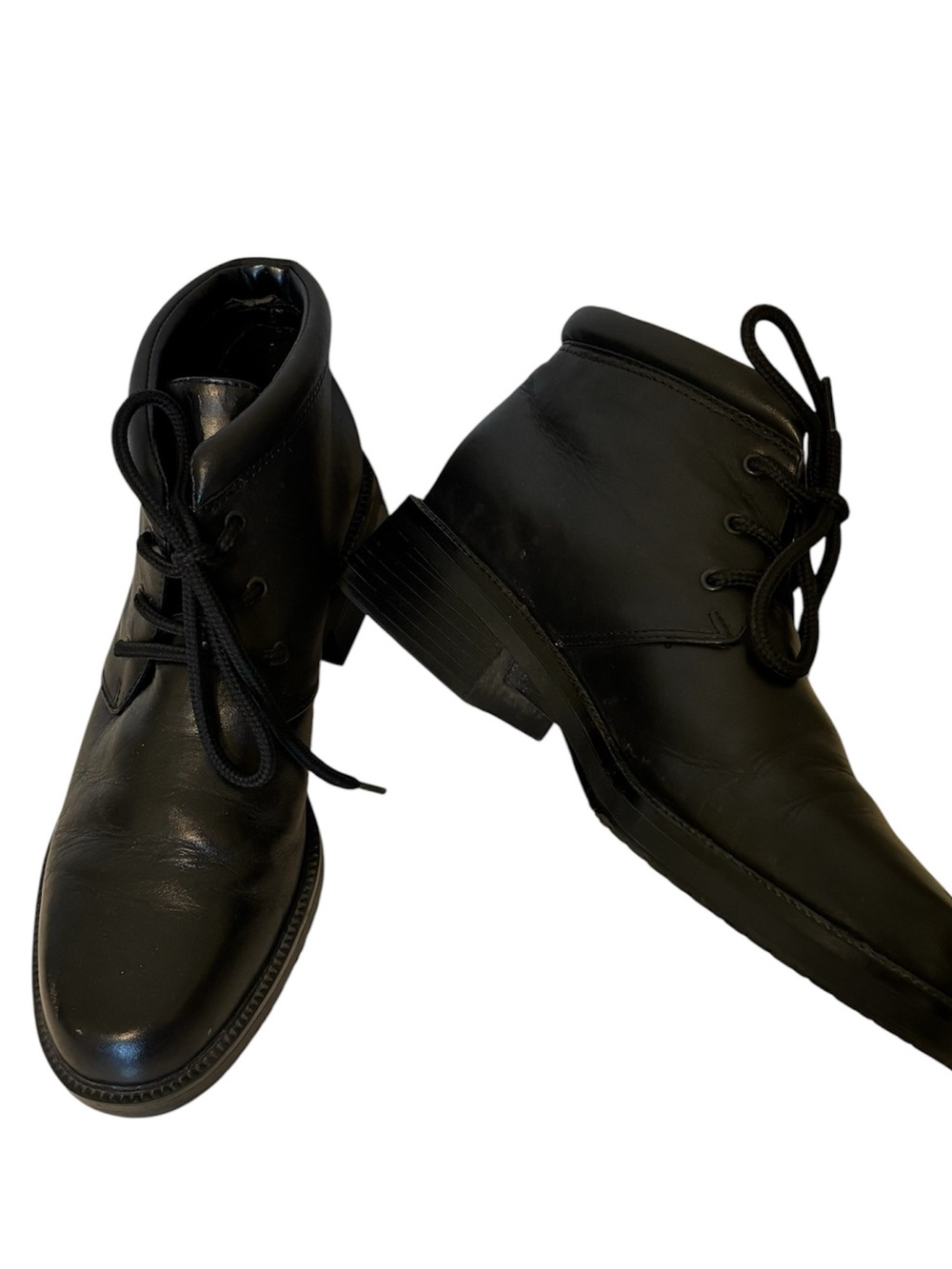 LAURA SCOTT Black Leather Tie Ankle Boots Size 7